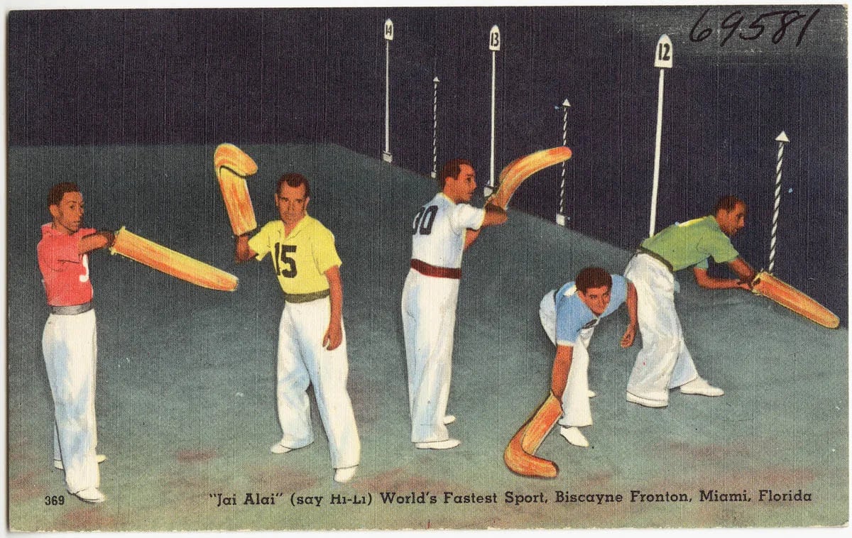 vintage poster of men playing jai alai
