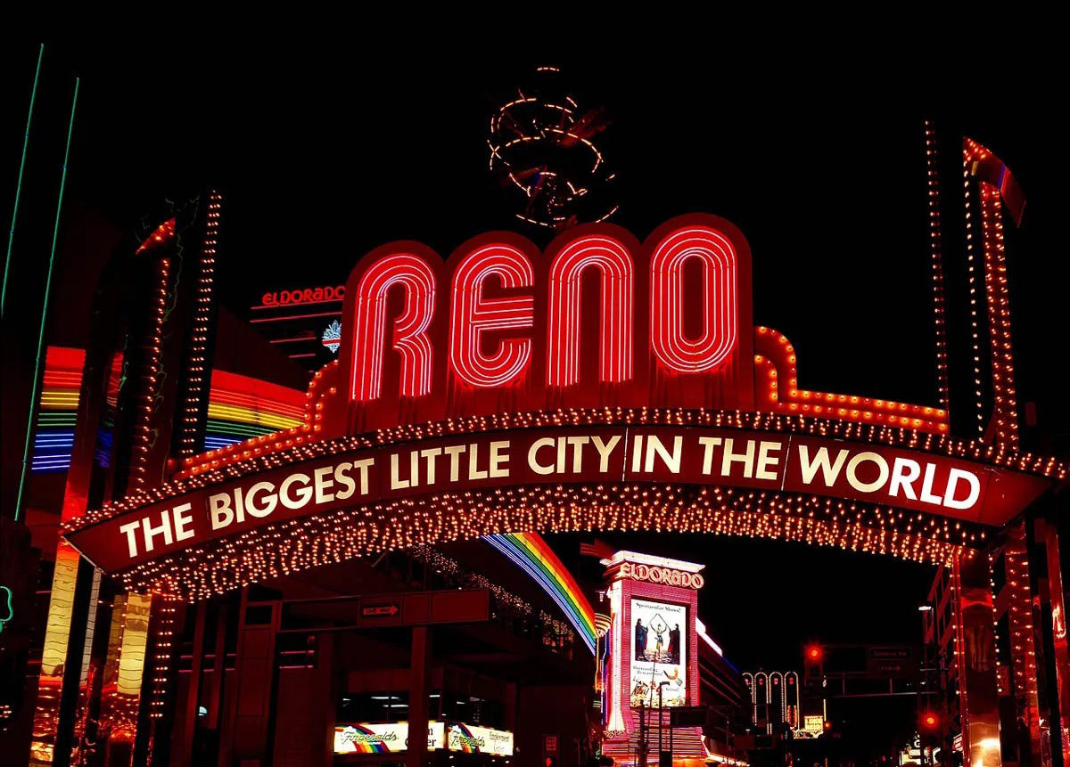 Neon sign of Reno, the biggest little city in the world