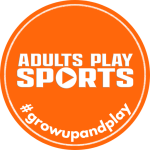 Adults Play Sports round orange logo