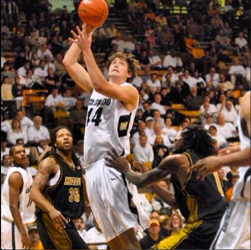 Trent Beckley playing basketball at University of Colorado
