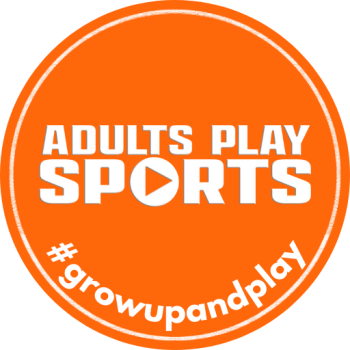 round orange adults play sports logo